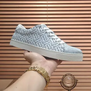Burberry Gray White Monogram-Print Upper Cupsole Lifestyle Sneakers