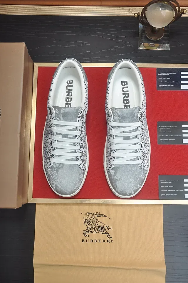 Burberry Gray White Monogram-Print Upper Cupsole Lifestyle Sneakers 3
