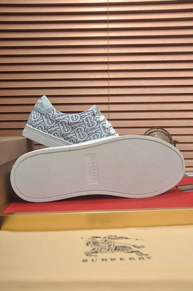 Burberry Gray White Monogram-Print Upper Cupsole Lifestyle Sneakers 7