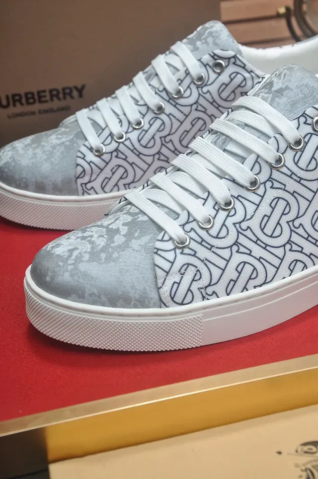 Burberry Gray White Monogram-Print Upper Cupsole Lifestyle Sneakers 8