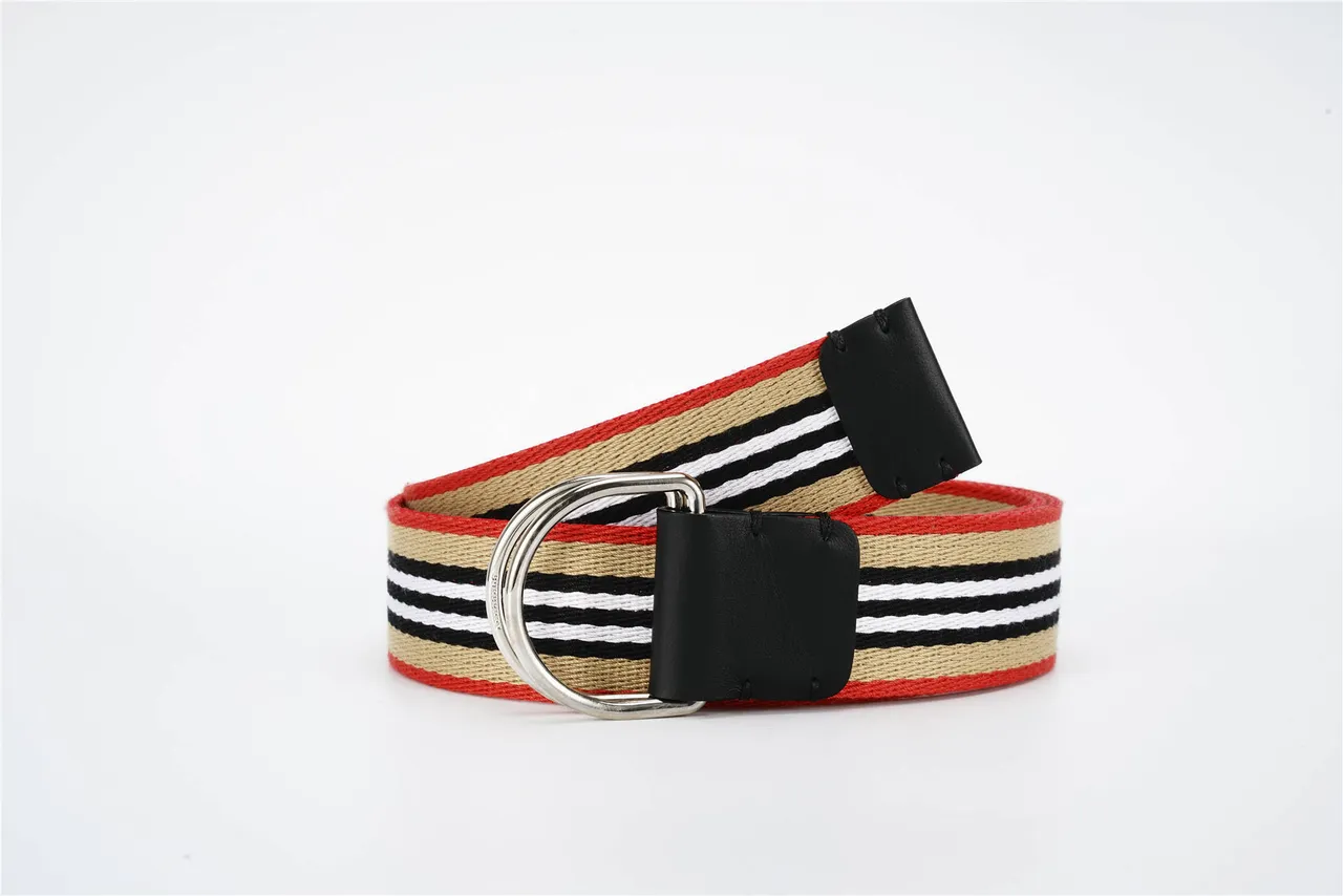 Burberry Correa Casa Rayada Rojo Beige Tela Trenzada Rayada Cuero Negro Hebilla Correa Lona 6