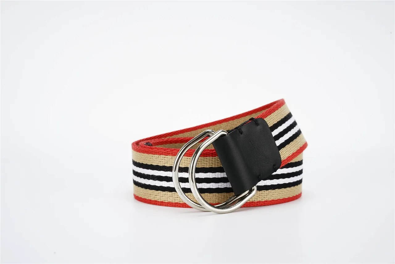 Burberry Correa Casa Rayada Rojo Beige Tela Trenzada Rayada Cuero Negro Hebilla Correa Lona 7
