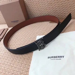 Burberry Knight Black and Brown Leather Belt