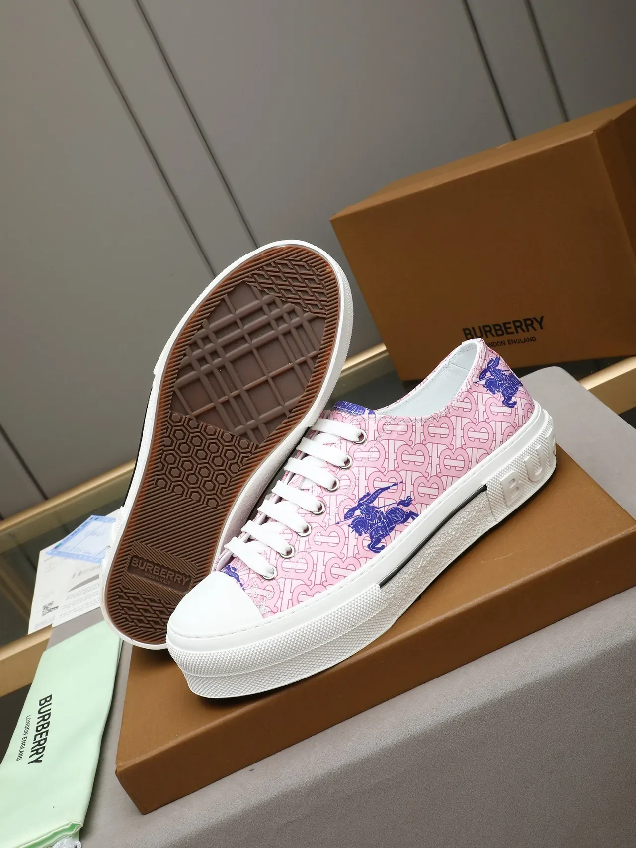 Burberry Knight Monograma Rosa Plataforma Tênis Lifestyle 4