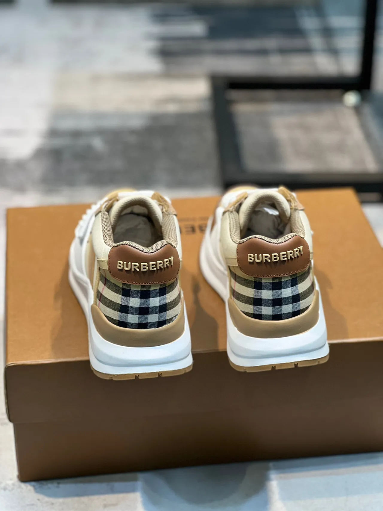 Burberry Lola Beige Tan White Strap Lifestyle Sneakers 2