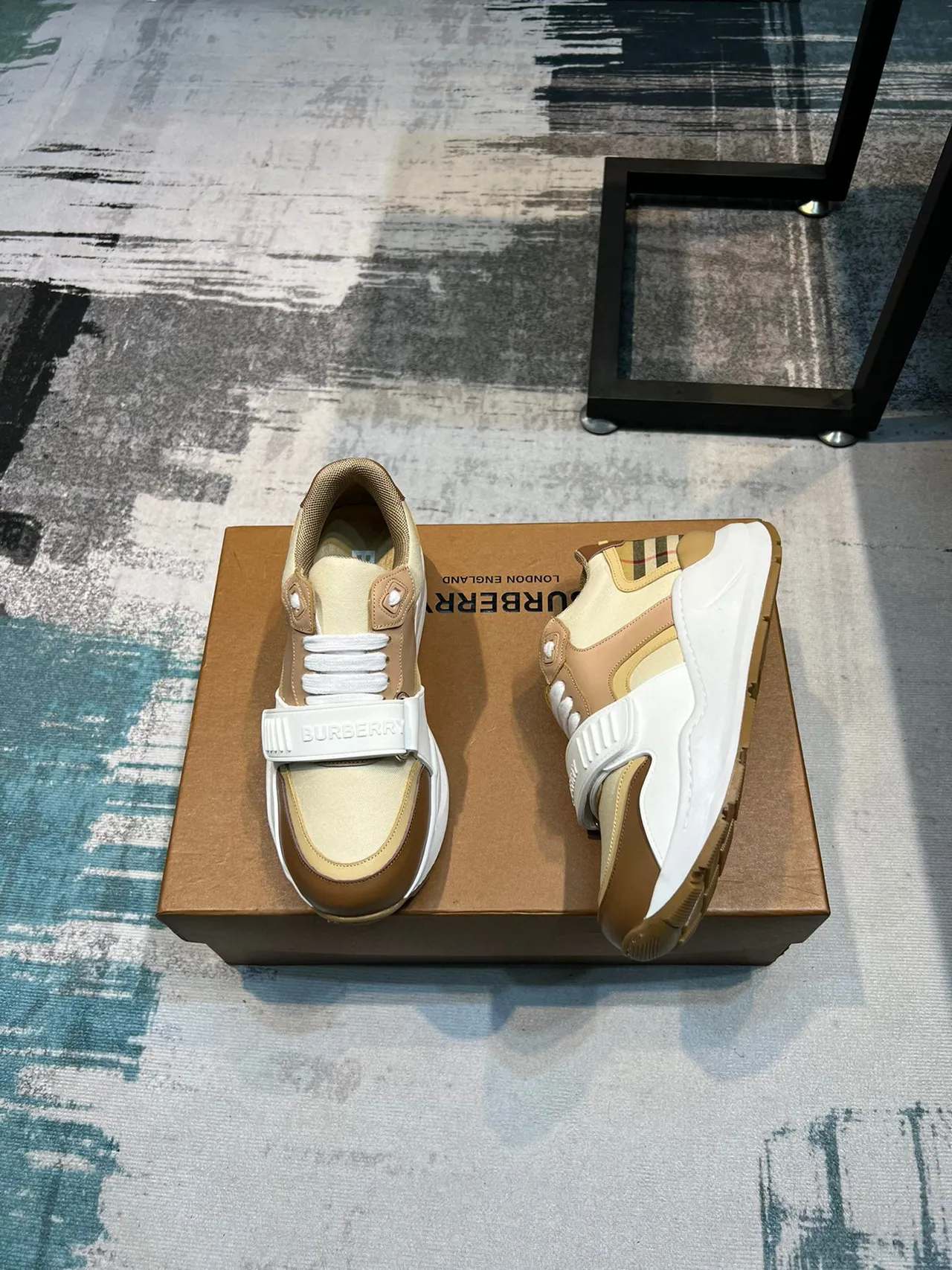 Burberry Lola Beige Tan White Strap Lifestyle Sneakers 4