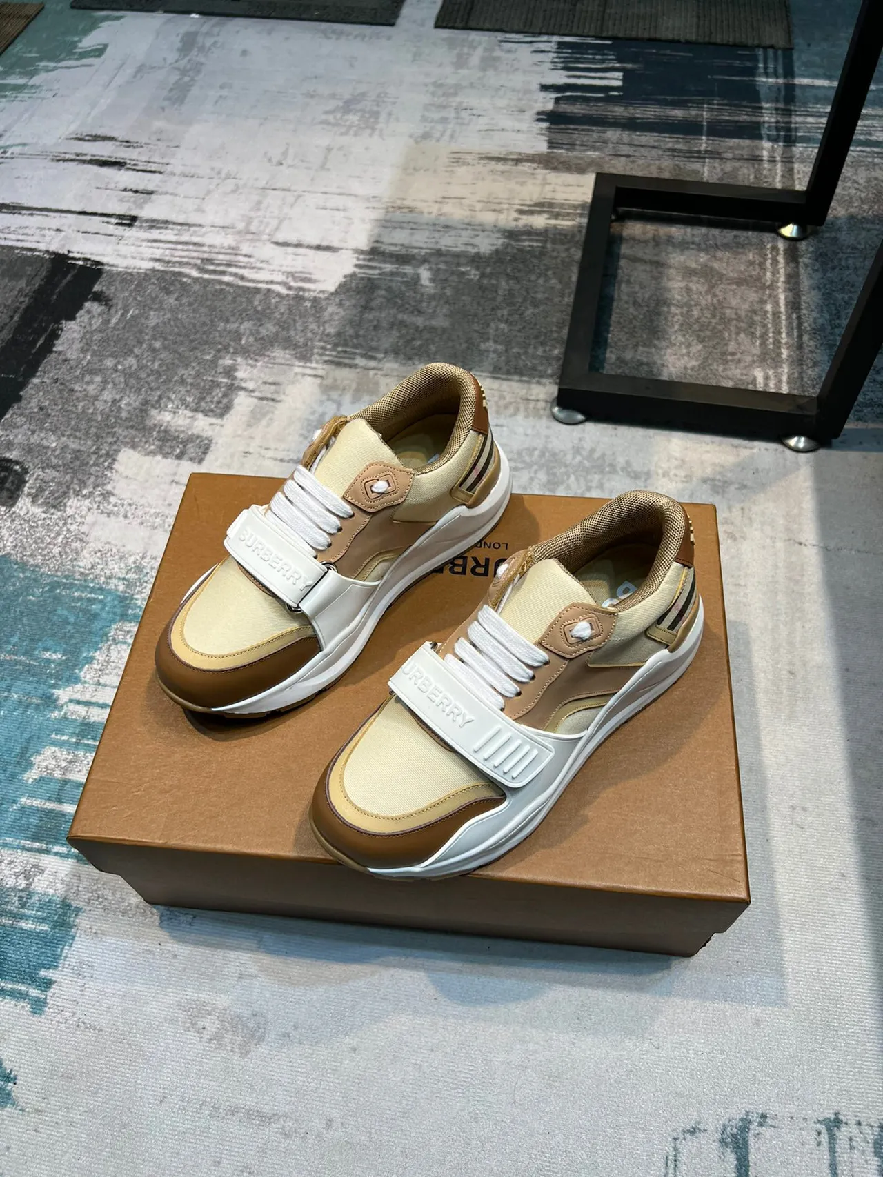 Burberry Lola Beige Tan White Strap Lifestyle Sneakers 5