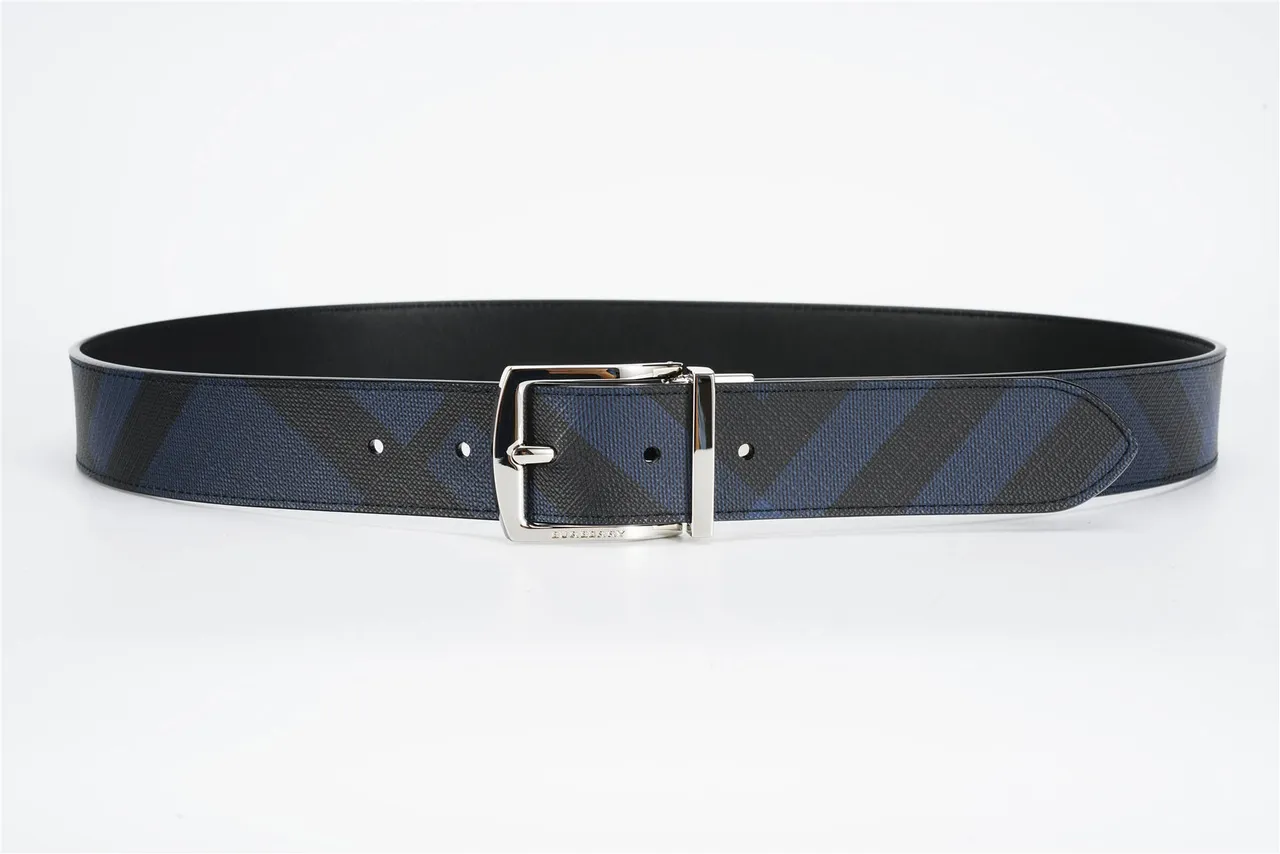 Burberry Cinto reversível tecido navy e preto de lona 8