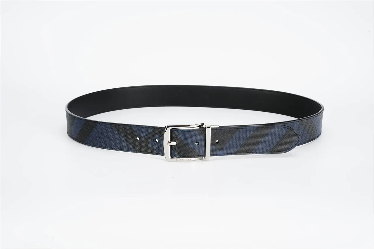 Burberry Cinto reversível tecido navy e preto de lona 9