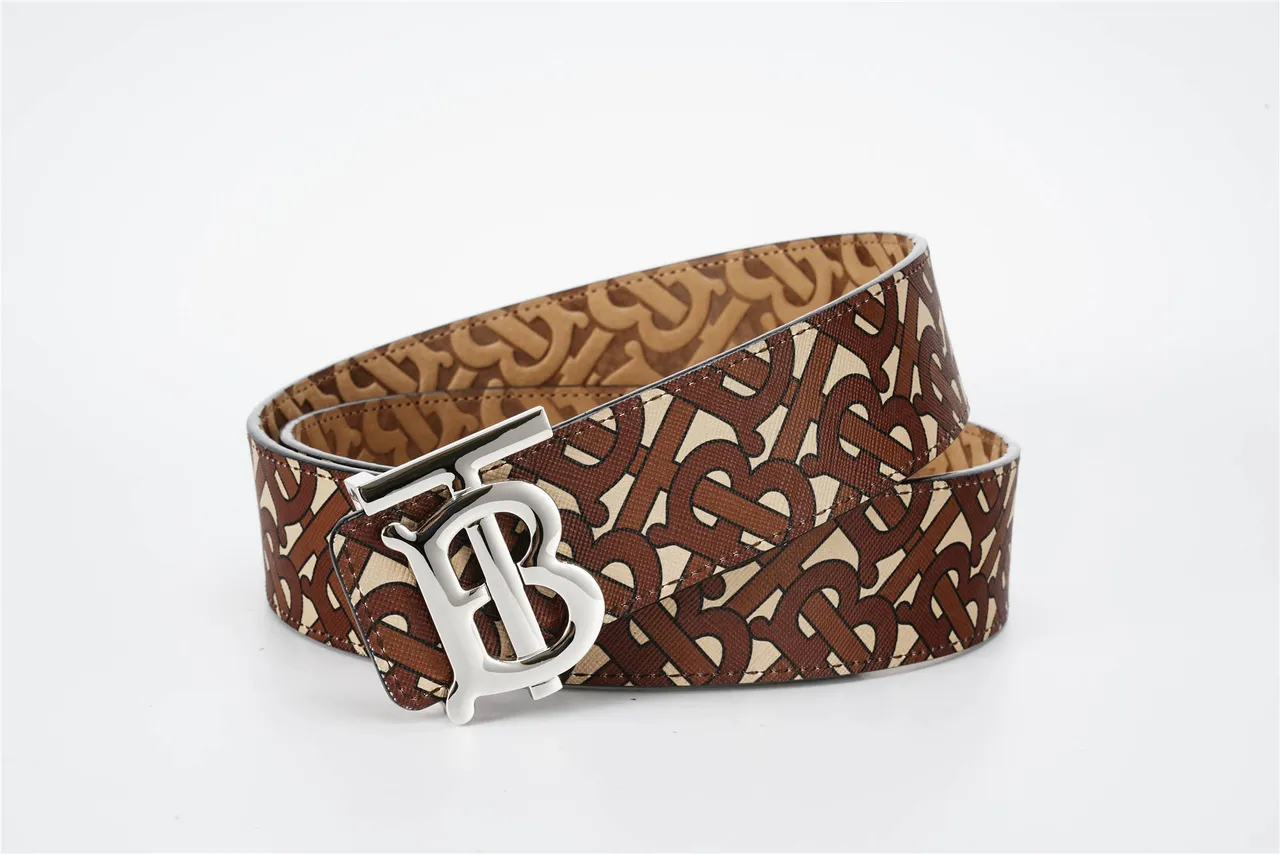 Burberry TB 棕米色印花皮带 2