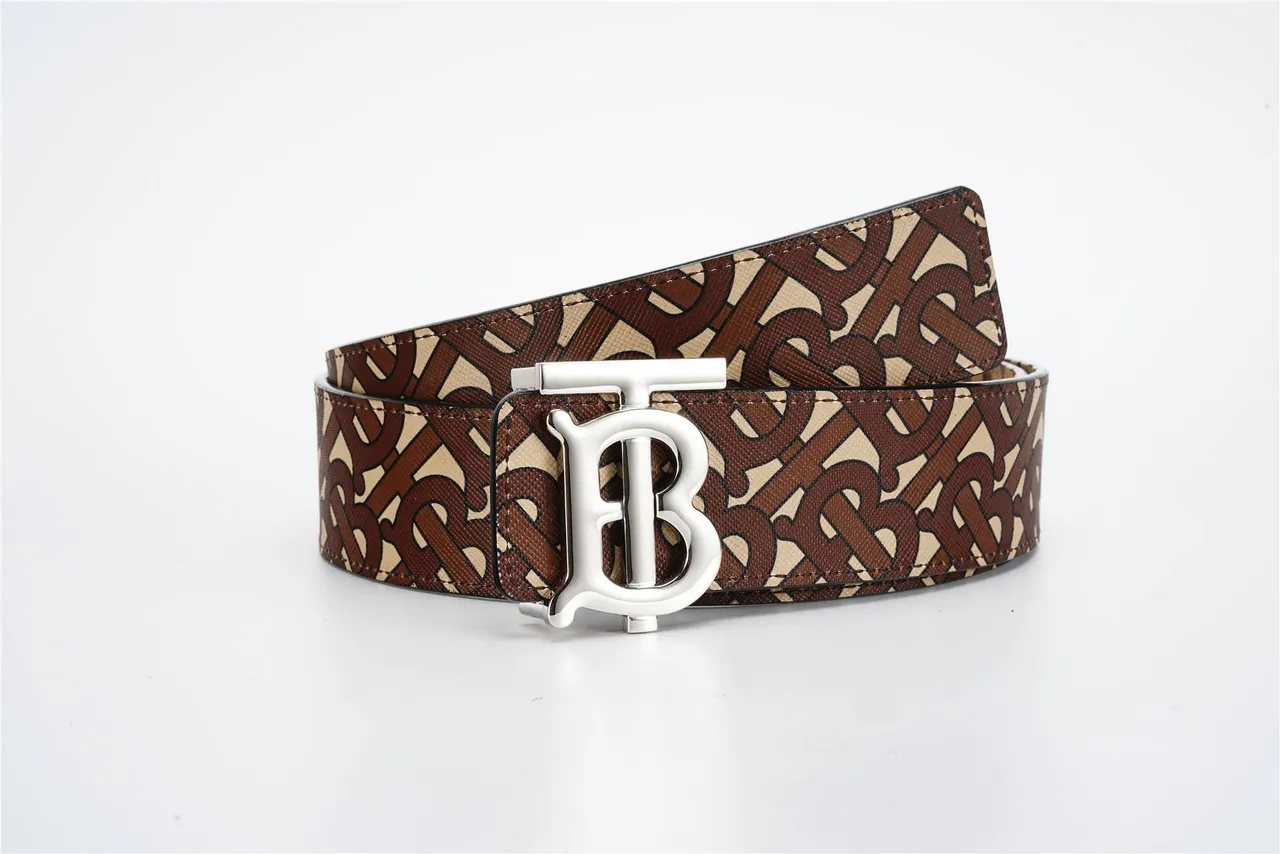 Burberry TB 棕米色印花皮带 6