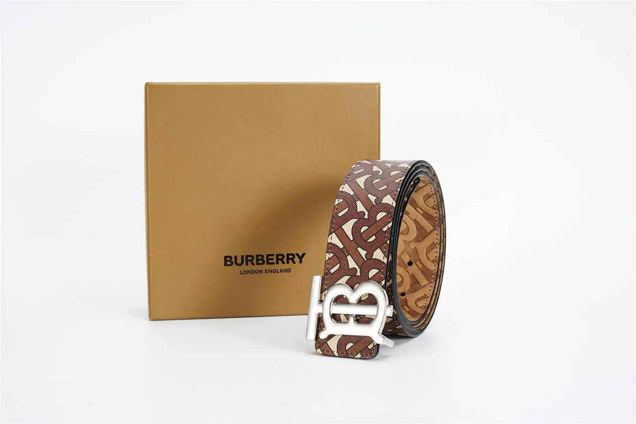 Burberry TB 棕米色印花皮带 8