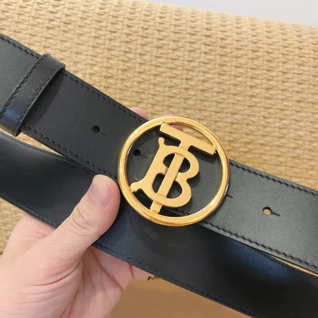 Burberry TB Belt Tan Leather Gold Monogram Buckle Leather Belt 4
