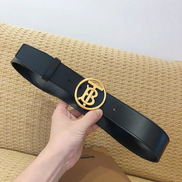 Burberry TB Belt Tan Leather Gold Monogram Buckle Leather Belt 5