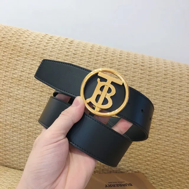 Burberry TB Belt Tan Leather Gold Monogram Buckle Leather Belt 6