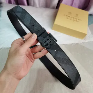 Burberry Thomas Burberry Monogram Belt Black Tonal Check Leather Belt
