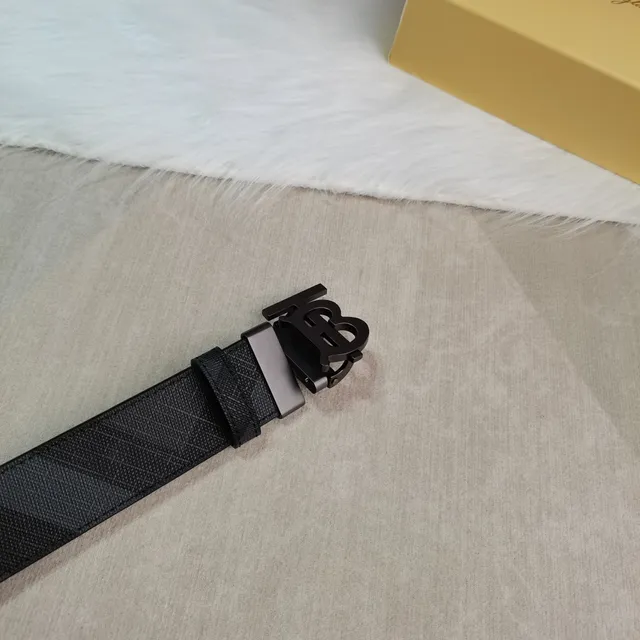Burberry Thomas Burberry Monogram Belt Black Tonal Check Leather Belt 6