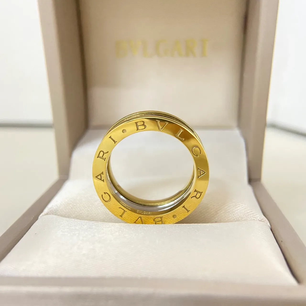 Bvlgari B.zero1 Anel Giratório Entalhado de Dupla Tom 3