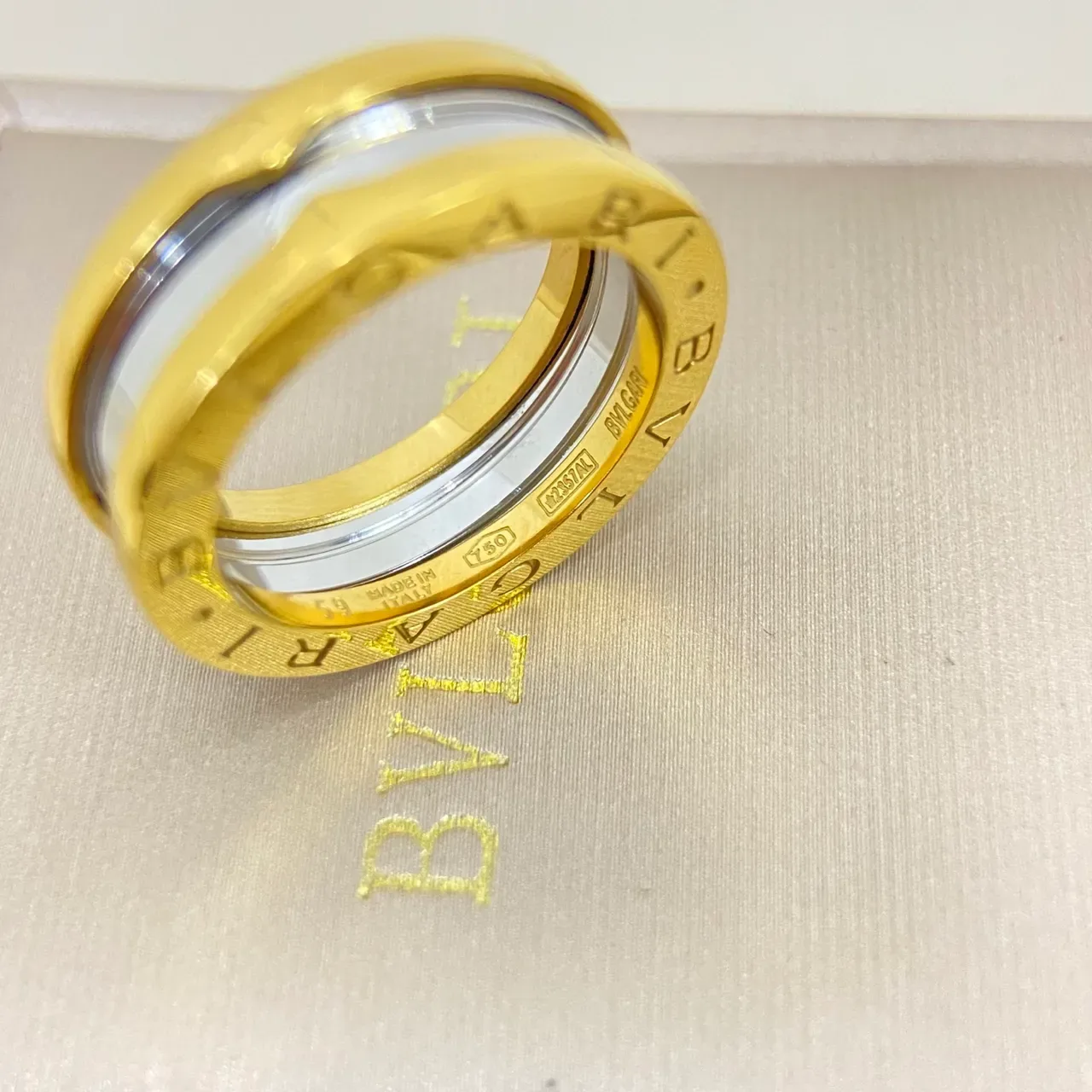 Bvlgari B.zero1 Anel Giratório Entalhado de Dupla Tom 4