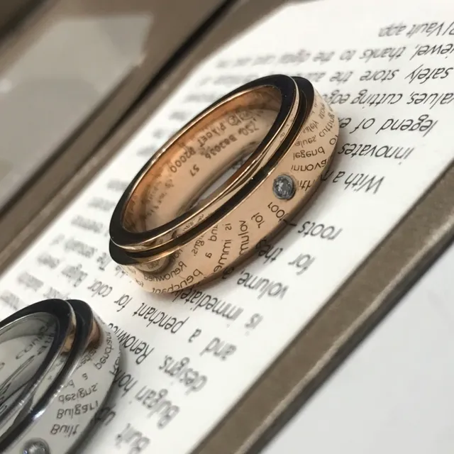 Bvlgari B.zero1 Gold Black Stacked Rotating Bands Engraved Interior Ring 5