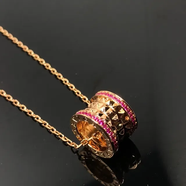 Collar Bvlgari B.zero1 Oro Rosa Anillo Colgante Apilado Gemas Pavé 3