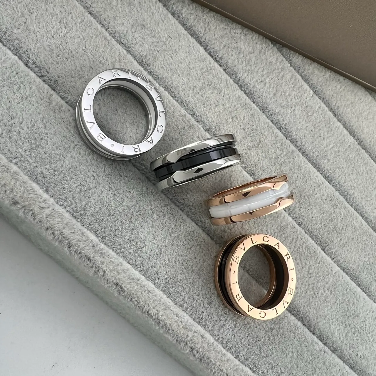 Bvlgari B.zero1 Triple-Band Ceramic Inlay Ring 6