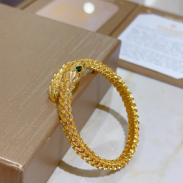 Bvlgari Or Vert Serpent Enroulé Pavé-Set Bracelet 4