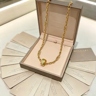 Bvlgari سلسلة ذهبية فضية بعقد مستطيلة للقلادة