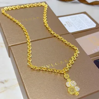 سلسلة قلادة Bvlgari من الذهب والفضة مع سلسلة نسيج الحبل المقاومة للصدأ حلقات دائرية عملة متدفقة