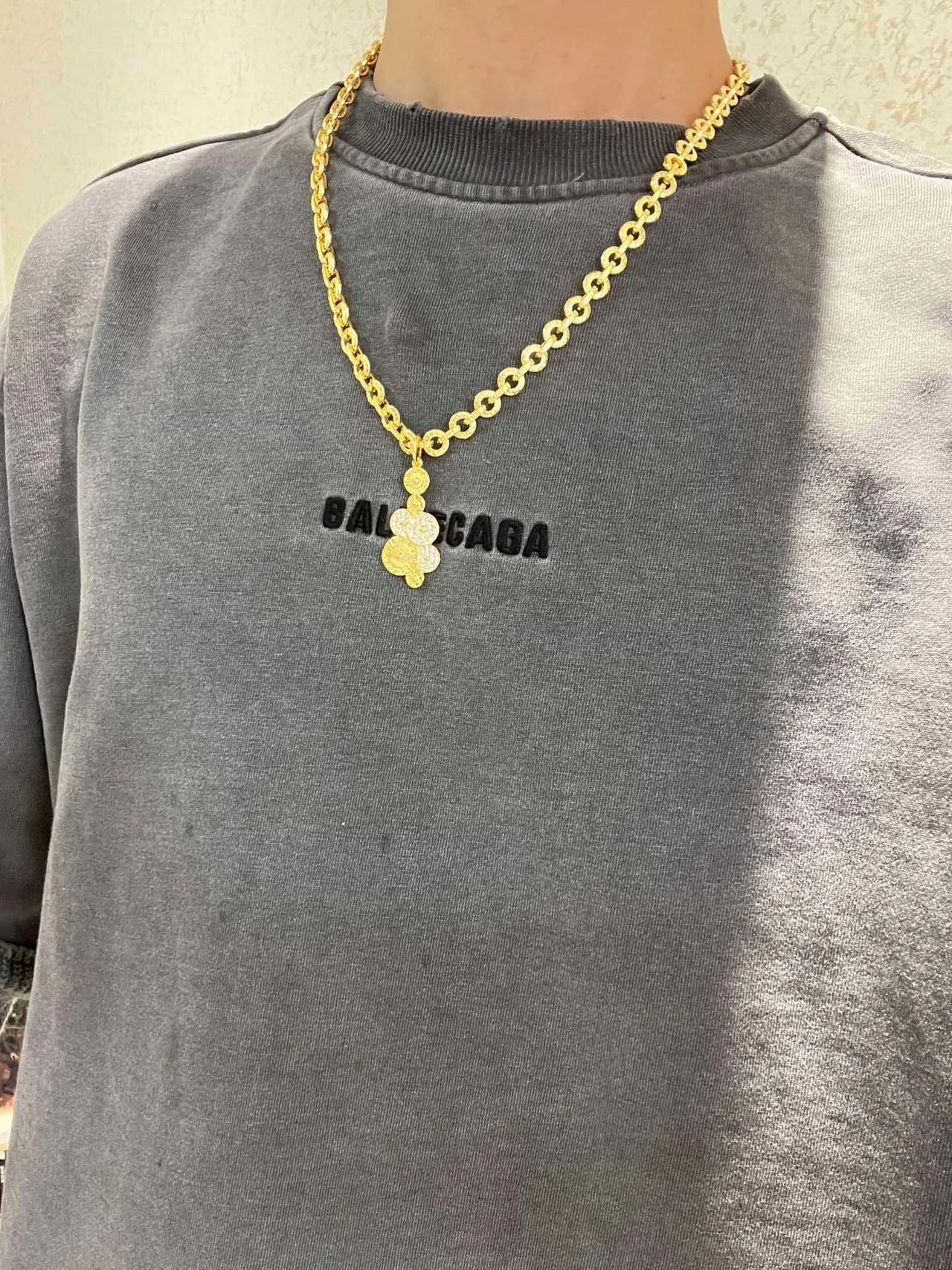 Bvlgari Corrente de elos de corda texturizada em ouro e prata com pendentif circular de estilo moeda em cascata 8