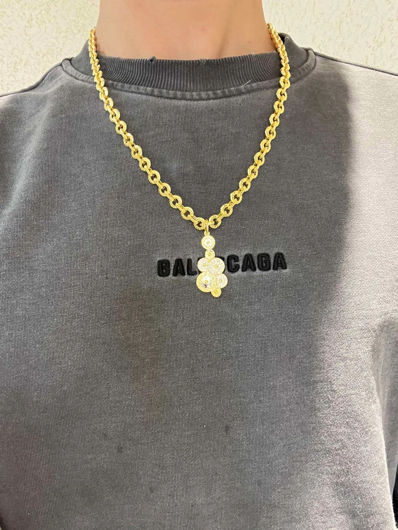 Bvlgari Corrente de elos de corda texturizada em ouro e prata com pendentif circular de estilo moeda em cascata 9