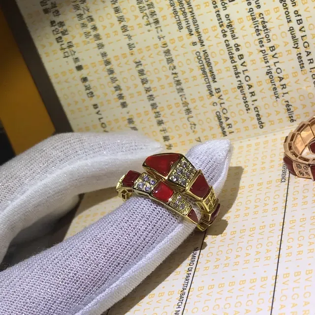 Bvlgari Parentesi Red Gold Geometric Multi-Band Articulated Ring 3
