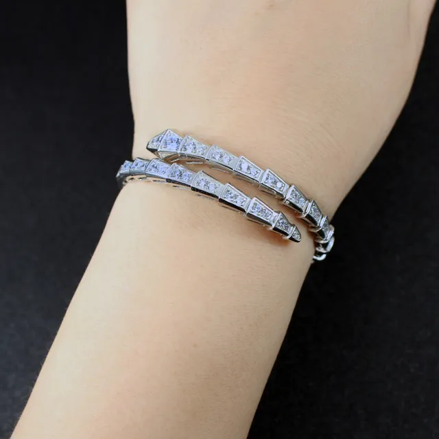 Bvlgari Serpenti Pavé الماس ذهب أبيض سوار لف 3