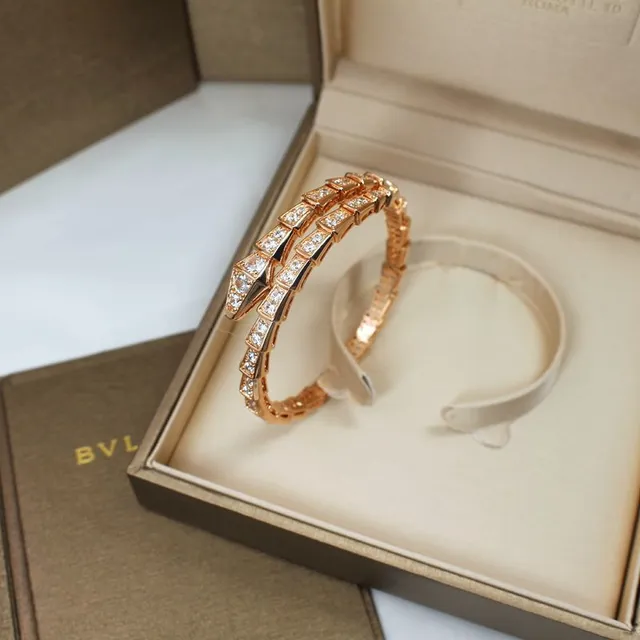 Bvlgari Serpenti Pavé الماس ذهب أبيض سوار لف 5