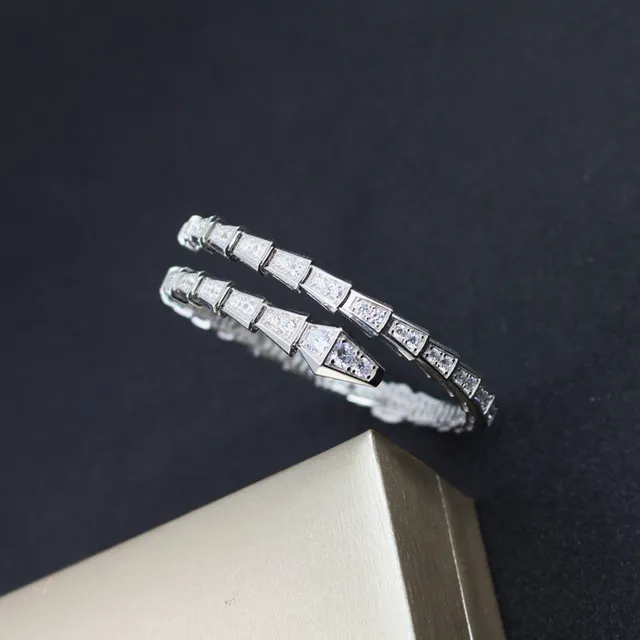 Bvlgari Serpenti Pavé الماس ذهب أبيض سوار لف 6