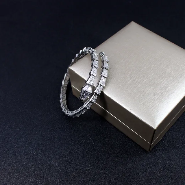 Bvlgari Serpenti Pavé الماس ذهب أبيض سوار لف 7