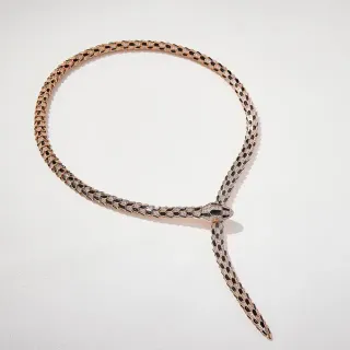 Bvlgari Serpenti गुलाबी सोना काला ओनिक्स डायमंड नेकलेस