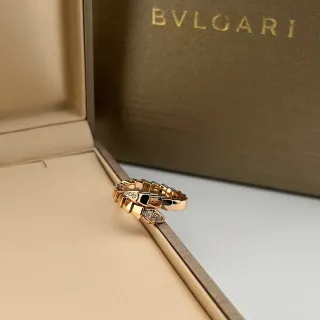 Bvlgari Serpenti Viper 玫瑰金 黑釉 钻石戒指