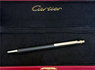 Cartier Preto Dourado Metal Polido Clipe Hardware Bolsa 3