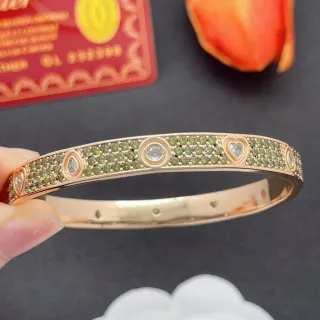Cartier গোল্ড গ্রিন প্যাভে-সেট হার্ট-মোটিফ ব্রেসলেট