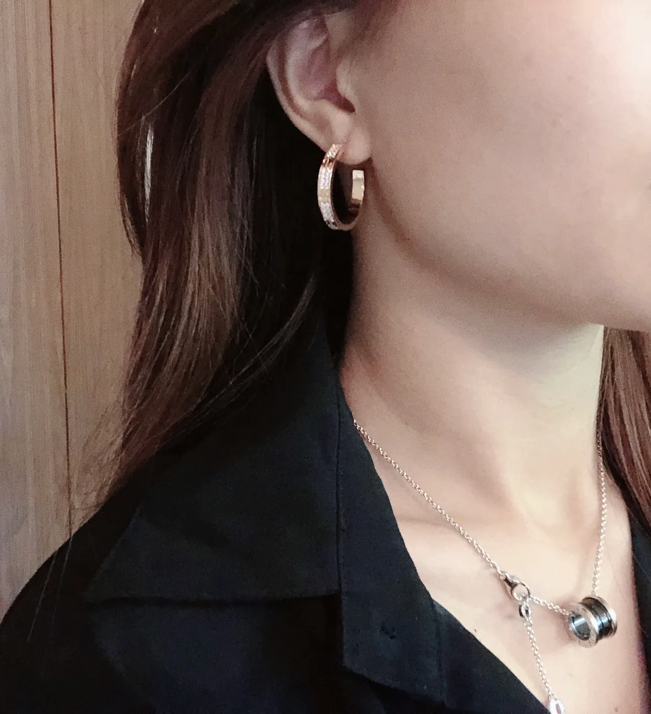 Cartier Gold Silver Pavé-Set Hoop Earrings 3