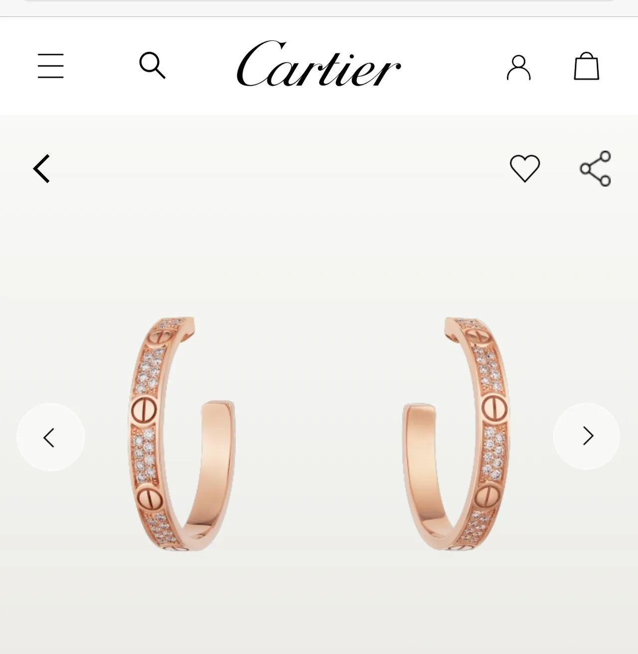 Cartier Gold Silver Pavé-Set Hoop Earrings 9