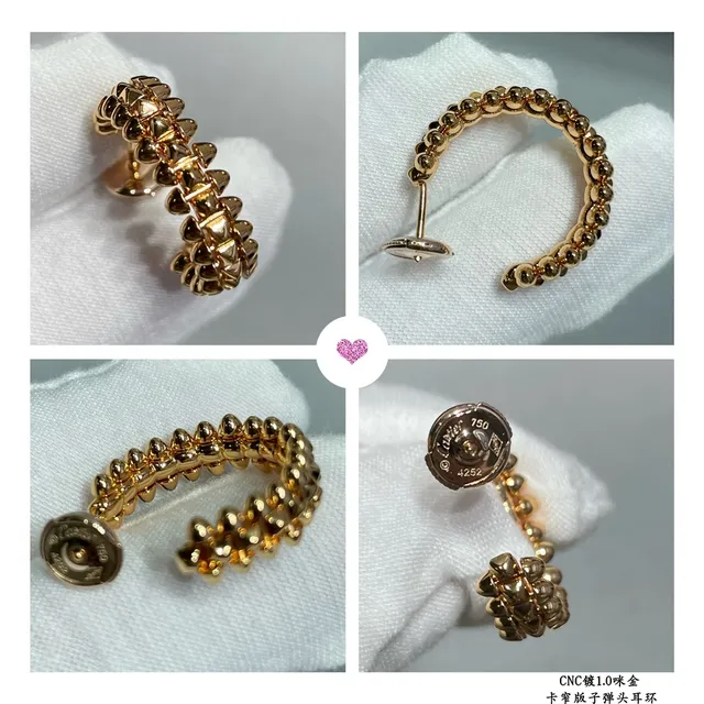 Cartier Juste un Clou حلقة ذهبي أبيض ضيق Pavé-Set حجر أقراط 2