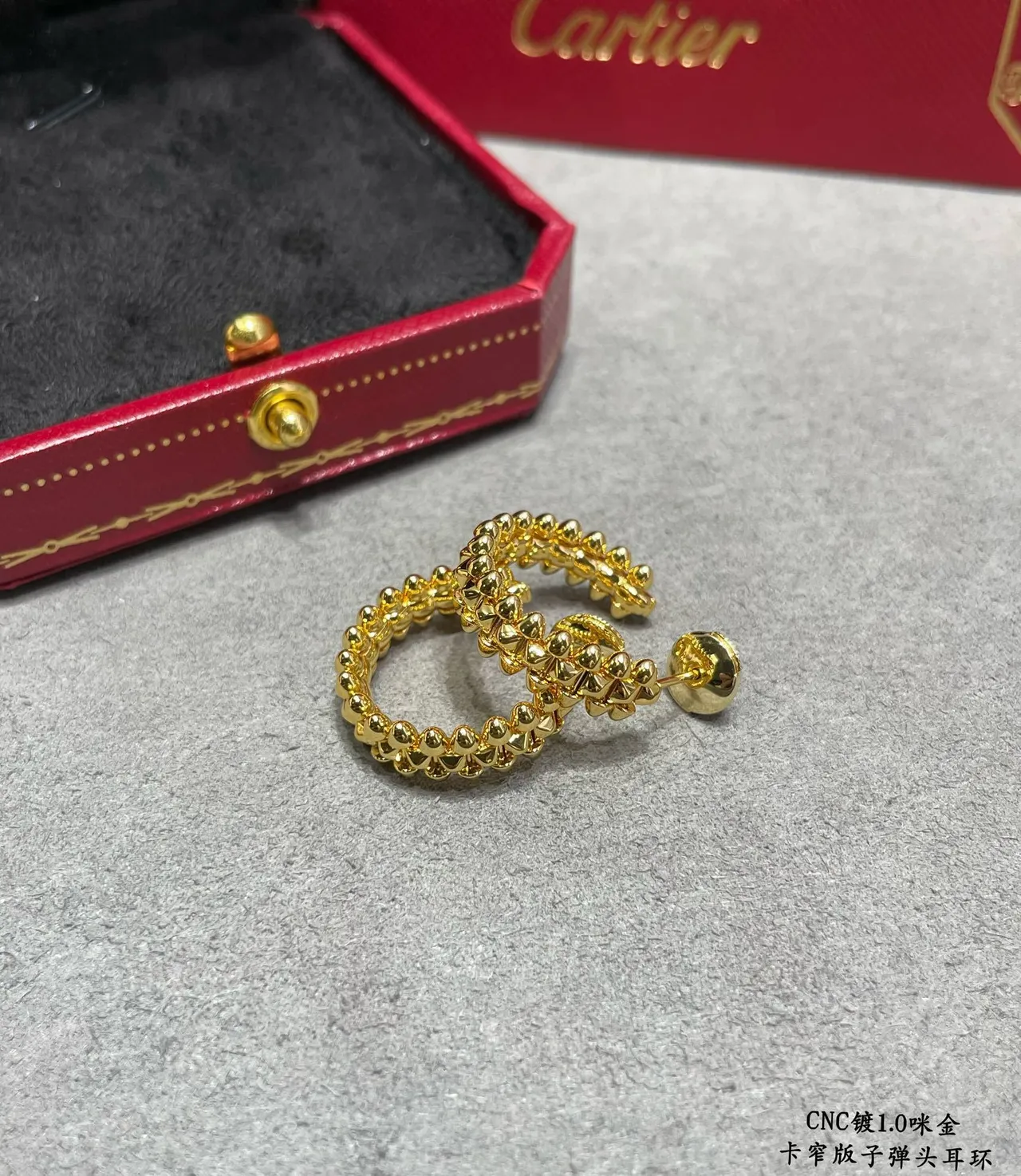 Cartier Juste un Clou حلقة ذهبي أبيض ضيق Pavé-Set حجر أقراط 3