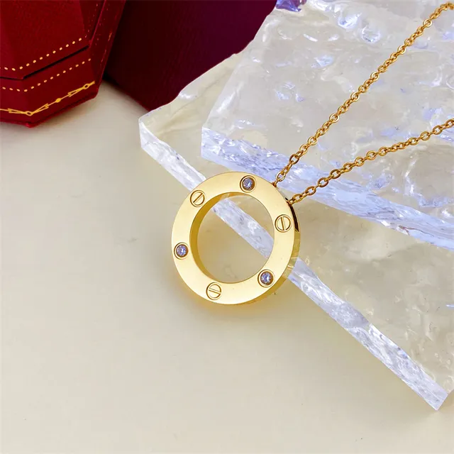 Cartier Juste un Clou Círculo Aberto Ouro Rosa Colar com Pedras 2