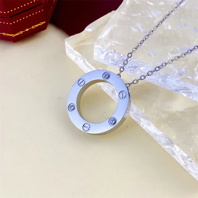 Cartier Juste un Clou Círculo Aberto Ouro Rosa Colar com Pedras 4