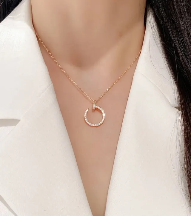 Cartier Juste un Clou Pavé Collares de Pendente de Clavo de Círculo Abierto 9