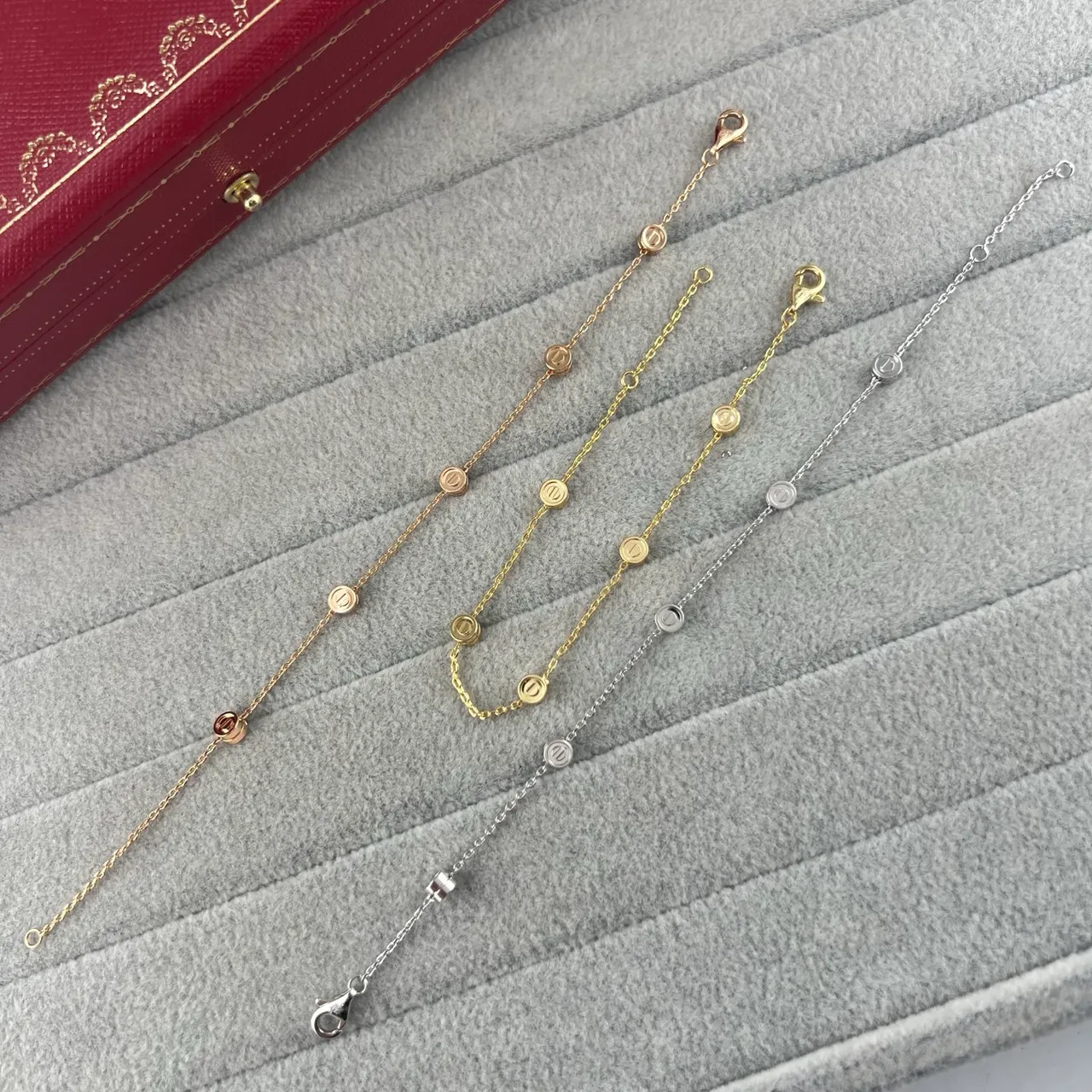 Cartier Juste un Clou Silver Gold Thin Oval-Link Chain Circular Bezel-Set Motifs Bracelet 5