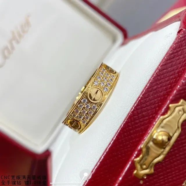 Cartier Juste un Clou চওড়া ব্যান্ড পাভে ডায়মন্ড রিং 2