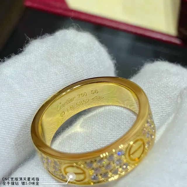 Cartier Juste un Clou চওড়া ব্যান্ড পাভে ডায়মন্ড রিং 3